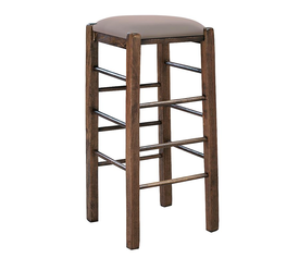 ΤΑΒΕΡΝΑΣ Σκαμπό BAR, Οξιά Βαφή Εμποτισμός Καρυδί, Κάθισμα Pu Cappuccino