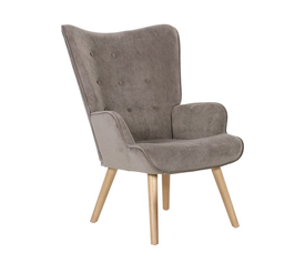 ALMA Πολυθρόνα - Μπερζέρα Σαλονιού - Καθιστικού Φυσικό Ύφασμα Velure Ανοιχτό Καφέ,K/D