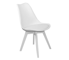 MARTIN Καρέκλα Ξύλο Άσπρο, PP Άσπρο Μονταρισμένη Ταπετσαρία