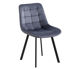 MYRIAM Καρέκλα Τραπεζαρίας, Μέταλλο Βαφή Μαύρο, Ύφασμα Velure Απόχρωση Σκούρο Γκρι