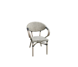 COSTA Πολυθρόνα Dining Αλουμινίου, Απόχρωση Antique Grey - Textilene Μπεζ