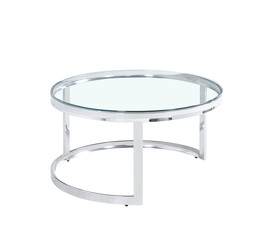 LOUXOR COFFEE TABLE ΑΣΗΜΙ ΔΙΑΦΑΝΟ 80x80x43