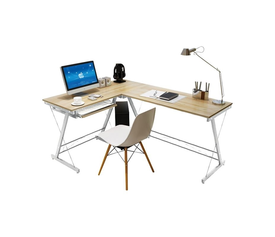 ΓΡΑΦΕΙΟ Η/Υ Γωνία, Μέταλλο Βαφή Άσπρο, Επιφάνεια Απόχρωση Maple