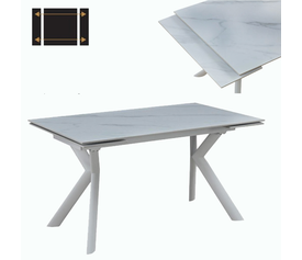 KIRA ΤΡΑΠΕΖΙ ΕΠΕΚΤΕΙΝΟΜΕΝΟ-Η ΛΕΥΚΟ ΜΕ ΟΨΗ ΜΑΡΜΑΡΟΥ 140x80x75