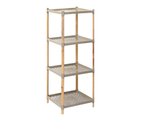 Ραφιέρα δαπέδου πλαστική - ξύλινη χρώμα φυσικό - μπεζ 45x38x112εκ.