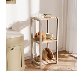 Ραφιέρα δαπέδου - Κομοδίνο ξύλινο - πλαστικό χρώμα φυσικό - μπεζ 37x29x79εκ.