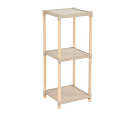 Ραφιέρα δαπέδου πλαστική - ξύλινη χρώμα φυσικό - μπεζ 28x25x72εκ.