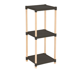 Ραφιέρα δαπέδου πλαστική - ξύλινη χρώμα φυσικό - μαύρο 28x25x72εκ.