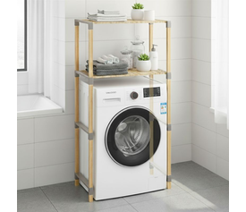 Έπιπλο πλυντηρίου ξύλινο - πλαστικό χρώμα φυσικό 66x33x127εκ.