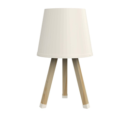 Φωτιστικό επιτραπέζιο ξύλινο - πλαστικό χρώμα μπεζ Ø18x34εκ.