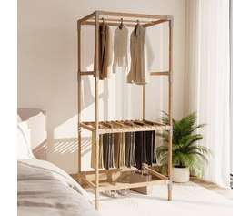 Ντουλάπα ρούχων ανοιχτή - Έπιπλο εισόδου ξύλινο - πλαστικό χρώμα φυσικό - μπεζ 75x46x156εκ.