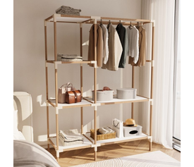 Ντουλάπα ρούχων ανοιχτή - Έπιπλο εισόδου ξύλινο - πλαστικό χρώμα φυσικό - μπεζ 117x47x155εκ.