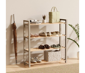 Παπουτσοθήκη ξύλινη - πλαστική χρώμα φυσικό - μπεζ 66x20x68εκ.