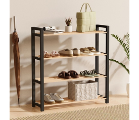 Παπουτσοθήκη ξύλινη - πλαστική χρώμα φυσικό - μαύρο 66x20x68εκ.