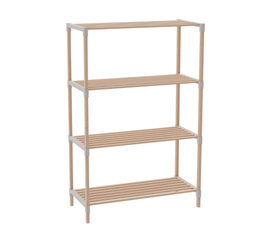 Ραφιέρα δαπέδου ξύλινη - πλαστική χρώμα φυσικό - μπεζ 65x30x116εκ.