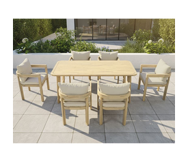 FLORIDA Dining Set Τραπεζαρία Κήπου Βεράντας (7τ), Acacia, Μαξιλάρια Μπεζ