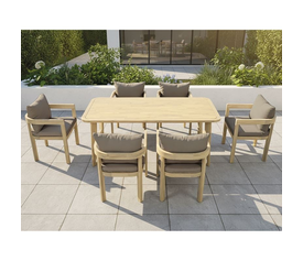 FLORIDA Dining Set Τραπεζαρία Κήπου Βεράντας (7τ), Acacia, Μαξιλάρια Cappuccino