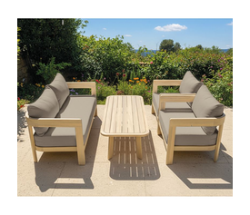FLORIDA Living Set Σαλόνι Καθιστικό Κήπου-Βεράντας (4τ), Acacia, Μαξιλάρια Cappuccino
