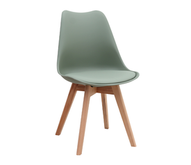 Καρέκλα τραπεζαρίας Viva PP - PU φυστικί - ξύλινο φυσικό πόδι 48,5x54x80εκ.