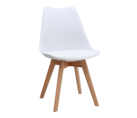 Καρέκλα τραπεζαρίας Viva PP - PU λευκό - ξύλινο φυσικό πόδι 48,5x54x80εκ.