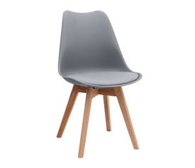Καρέκλα τραπεζαρίας Viva PP - PU γκρι - ξύλινο φυσικό πόδι 48,5x54x80εκ.
