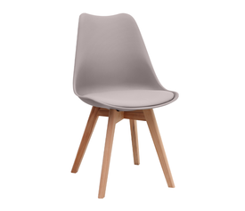 Καρέκλα τραπεζαρίας Viva PP - PU cappuccino - ξύλινο φυσικό πόδι 48,5x54x80εκ.