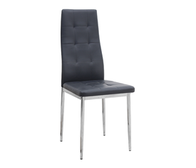 Καρέκλα τραπεζαρίας Rosa μαύρο PU - μεταλλικό πόδι χρωμίου 41x48x98εκ.