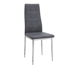 Καρέκλα τραπεζαρίας Rosa γκρι PU - μεταλλικό πόδι χρωμίου 41x48x98εκ.