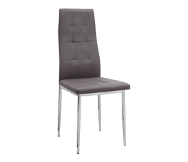 Καρέκλα τραπεζαρίας Rosa καφέ PU - μεταλλικό πόδι χρωμίου 41x48x98εκ.