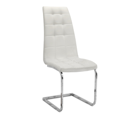 Καρέκλα τραπεζαρίας Vela λευκό PU - μεταλλική βάση χρωμίου 41x61x107εκ.