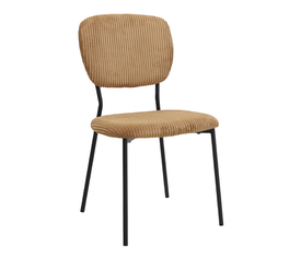 Καρέκλα τραπεζαρίας Kevin μουσταρδί ύφασμα - μεταλλικό μαύρο πόδι 48x51x87εκ.