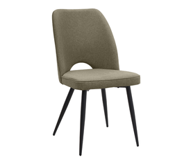 Καρέκλα τραπεζαρίας Christy λαδί ύφασμα - μεταλλικό μαύρο πόδι 47x59x90εκ.