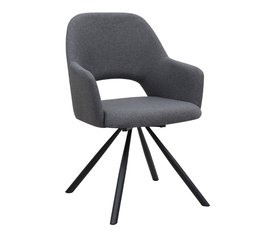 Πολυθρόνα τραπεζαρίας Gabriel γκρι ύφασμα - μεταλλικό μαύρο πόδι 58x60x85εκ.