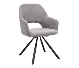 Πολυθρόνα τραπεζαρίας Gabriel μπεζ ύφασμα - μεταλλικό μαύρο πόδι 58x60x85εκ.