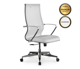 Καρέκλα γραφείου B2-163K εργονομική με ύφασμα Mesh και τεχνόδερμα χρώμα λευκό 58x70x103/117εκ.