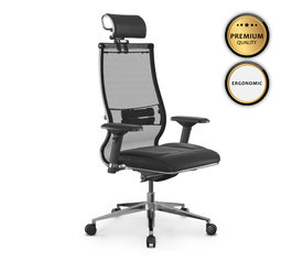 Καρέκλα γραφείου Samurai L2-6D εργονομική με ύφασμα TS Mesh και τεχνόδερμα χρώμα μαύρο 69x70x125/137εκ.