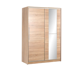 Ντουλάπα ρούχων Slide συρόμενη με καθρέπτη χρώμα sonoma 120x52x182εκ.