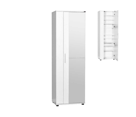 Ντουλάπα ρούχων - παπουτσοθήκη 30 ζευγών Porto μονόφυλλη με καθρέφτη λευκή 60x36x187εκ.