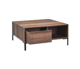 Τραπεζάκι σαλονιού Slide χρώμα καρυδί 90x90x42εκ.