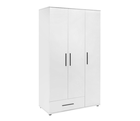 Ντουλάπα ρούχων Bianco τρίφυλλη με συρτάρια χρώμα λευκό 103x52x187εκ.