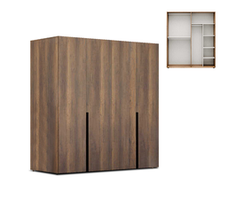 Ντουλάπα ρούχων Oryana τετράφυλλη χρώμα καρυδί 180x62x210εκ.