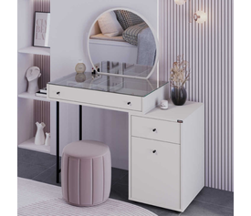 Τουαλέτα με καθρέπτη Dior χρώμα λευκό του πάγου 108x45x130εκ.