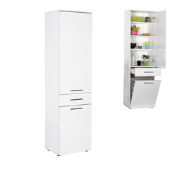 Ντουλάπι με καλάθι απλύτων Diamond χρώμα λευκό gloss 52x38x187εκ.