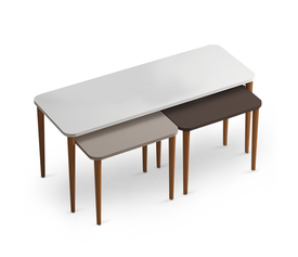 Τραπεζάκι σαλονιού και βοηθητικά τραπεζάκια Omega χρώμα λευκό - cappuccino - καφέ