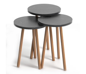 Βοηθητικά τραπεζάκια Roma χρώμα σκούρο εφέ μαρμάρου