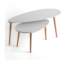 Τραπεζάκια βοηθητικά Elips χρώμα λευκό 116x46x46εκ.