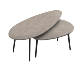 Τραπεζάκι σαλονιού σετ 2 τμχ Elips χρώμα γκρι ρετρό 116x46x46εκ.