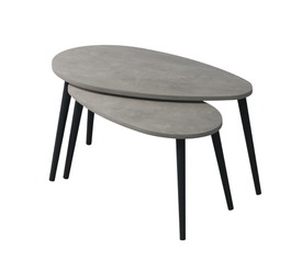 Τραπεζάκι σαλονιού σετ 2 τμχ Spline χρώμα γκρι ρετρό 80x40x46εκ.