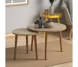 Σετ τραπεζάκια σαλονιού Roma 2 τμχ. χρώμα oak 60x60x46εκ.