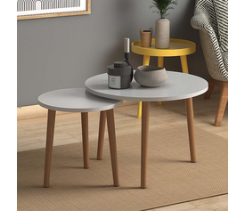 Σετ τραπεζάκια σαλονιού Roma 2 τμχ. χρώμα λευκό 60x60x46εκ.